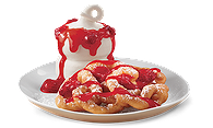 Stuffed Funnel Cake with Strawberry & Raspberry Jam with Cream